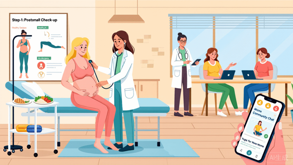 Illustration for The American Approach to Postpartum Body Recovery: Fitness, Nutrition, and Mindset